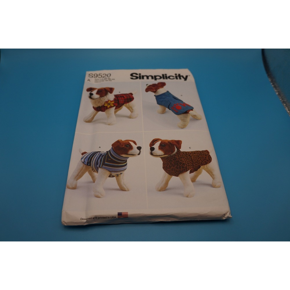 Simplicity S9520 Dog Coat Jacket Sewing Pattern Sizes XS-XL Pet Apparel DIY